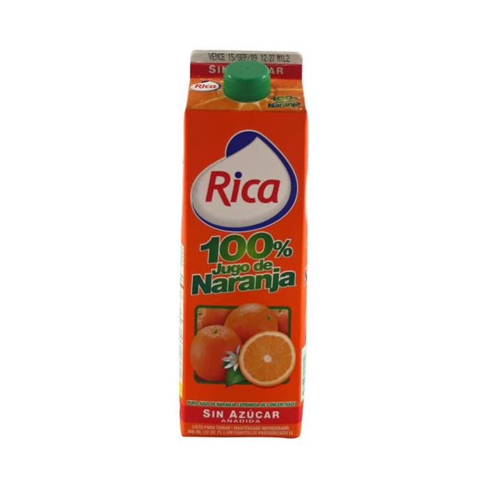 JUGO DE NARANJA RICA S/ AZUCAR Unds 1/2 G 100% Unds
